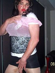 Watch this hot cross dresser flaunt goods for you