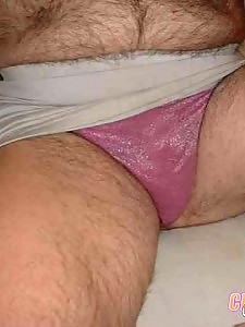 Huge throbbing cock in red ladies knickers